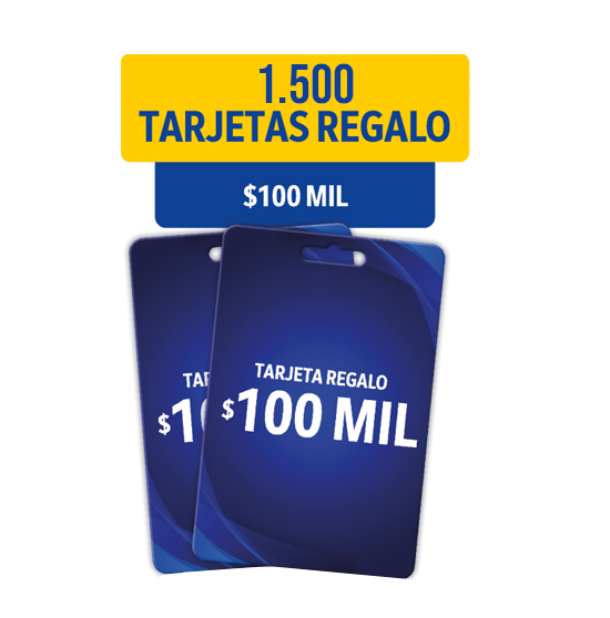 1.500 Tarjetas de Regalo de $100 MIL